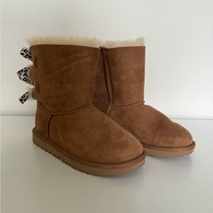 UGG Brown Suede Boots with Bow Detail